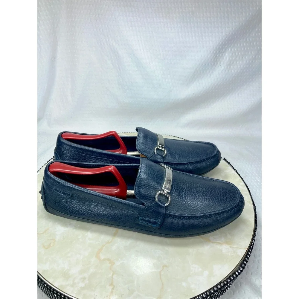Cole Haan Grant Bit Driver Loafers Mens 9 Navy Blue Pebbled Leather Casual Shoes